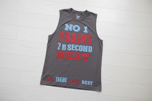 NO 1 TRAINS SLEEVELESS JERSEY STYLE TEE